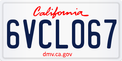 CA license plate 6VCL067