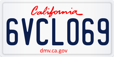 CA license plate 6VCL069