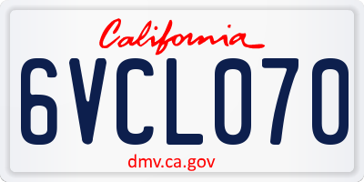 CA license plate 6VCL070