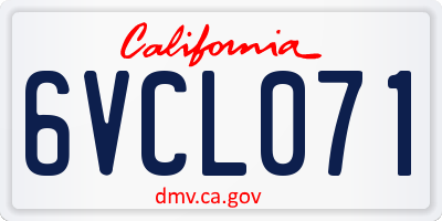 CA license plate 6VCL071