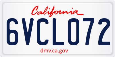 CA license plate 6VCL072