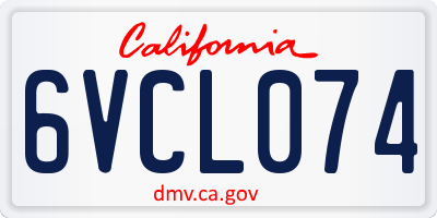 CA license plate 6VCL074