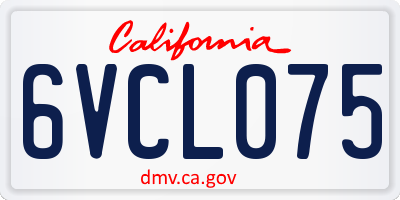 CA license plate 6VCL075