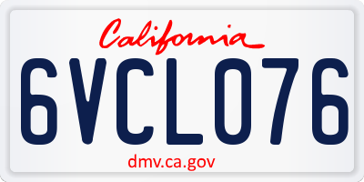 CA license plate 6VCL076