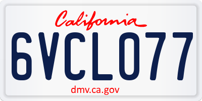 CA license plate 6VCL077