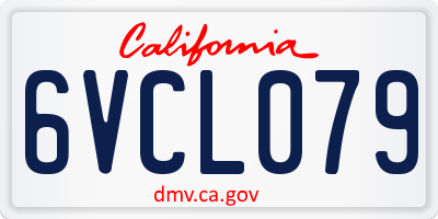 CA license plate 6VCL079