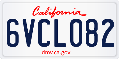 CA license plate 6VCL082