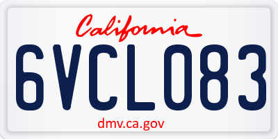 CA license plate 6VCL083
