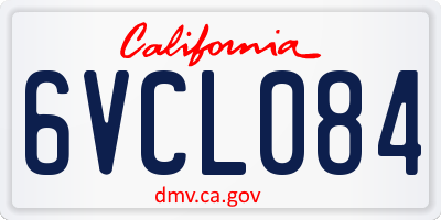 CA license plate 6VCL084