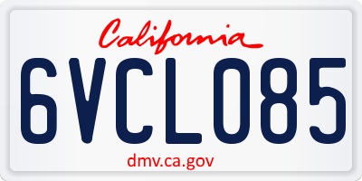 CA license plate 6VCL085