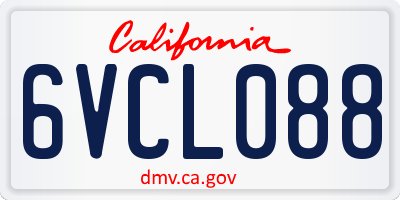 CA license plate 6VCL088