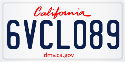 CA license plate 6VCL089
