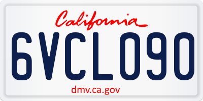 CA license plate 6VCL090