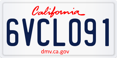 CA license plate 6VCL091