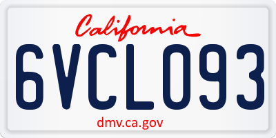 CA license plate 6VCL093