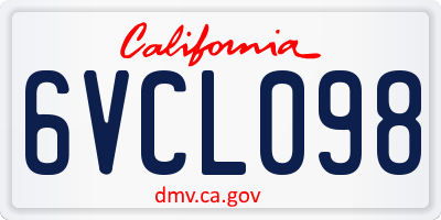 CA license plate 6VCL098