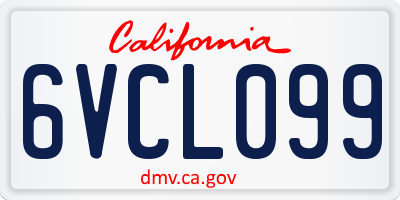 CA license plate 6VCL099
