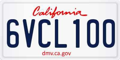CA license plate 6VCL100