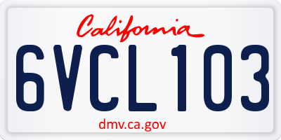 CA license plate 6VCL103