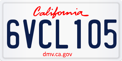 CA license plate 6VCL105