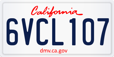 CA license plate 6VCL107