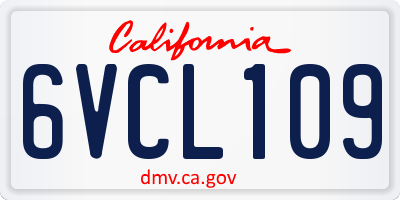 CA license plate 6VCL109