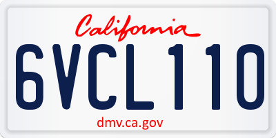 CA license plate 6VCL110