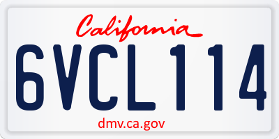 CA license plate 6VCL114