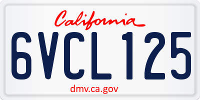 CA license plate 6VCL125