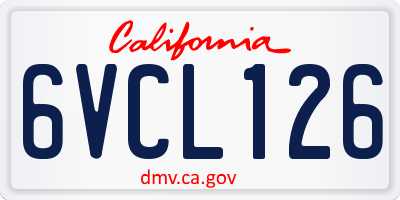 CA license plate 6VCL126