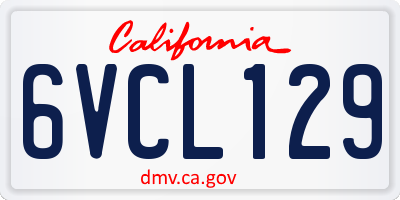 CA license plate 6VCL129