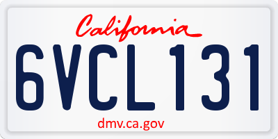 CA license plate 6VCL131