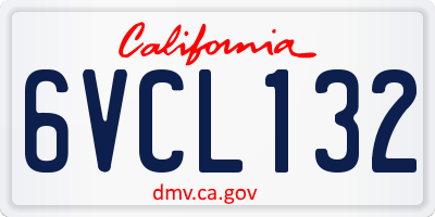 CA license plate 6VCL132