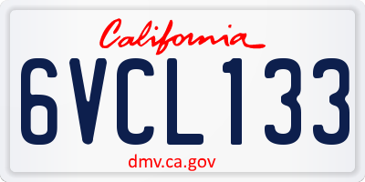 CA license plate 6VCL133
