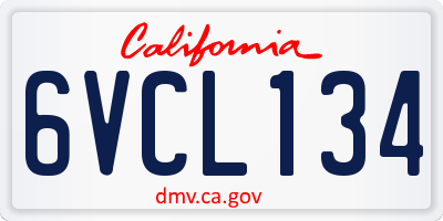 CA license plate 6VCL134