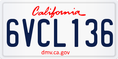CA license plate 6VCL136