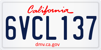 CA license plate 6VCL137