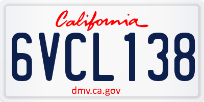 CA license plate 6VCL138