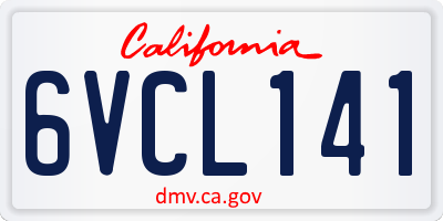 CA license plate 6VCL141