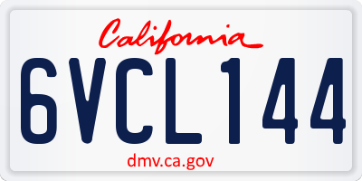 CA license plate 6VCL144