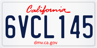 CA license plate 6VCL145