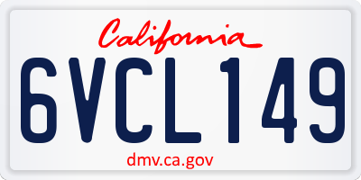 CA license plate 6VCL149