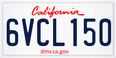 CA license plate 6VCL150