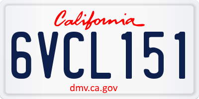 CA license plate 6VCL151