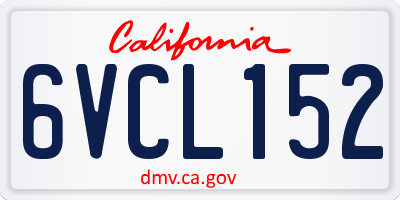 CA license plate 6VCL152