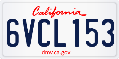 CA license plate 6VCL153