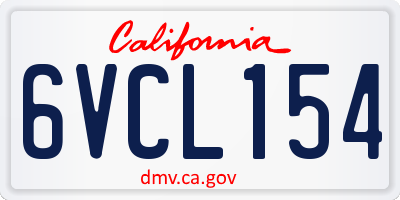 CA license plate 6VCL154