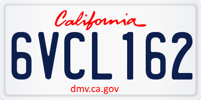 CA license plate 6VCL162