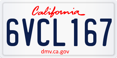 CA license plate 6VCL167