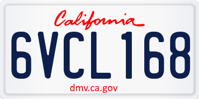CA license plate 6VCL168